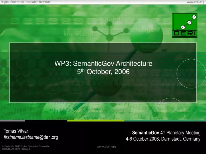 wp3 semanticgov architecture 5 th october 2006
