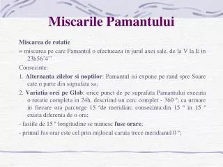miscarile pamantului