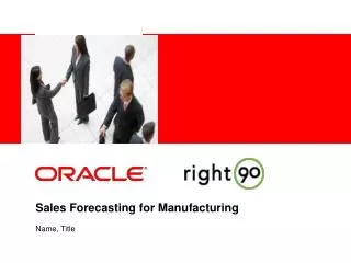 Sales Forecasting for Manufacturing
