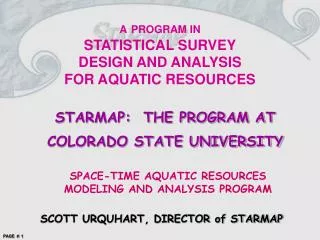 A PROGRAM IN STATISTICAL SURVEY DESIGN AND ANALYSIS FOR AQUATIC RESOURCES