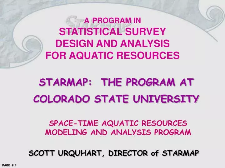 a program in statistical survey design and analysis for aquatic resources