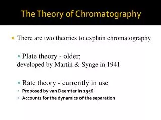 The Theory of Chromatography