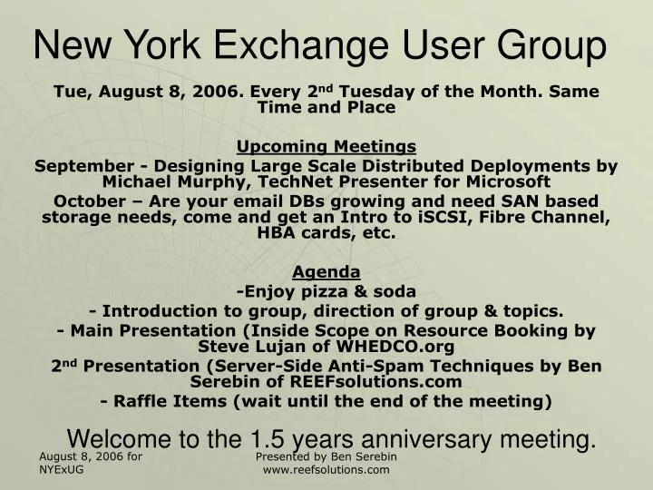 welcome to the 1 5 years anniversary meeting