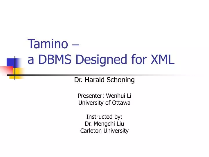 tamino a dbms designed for xml