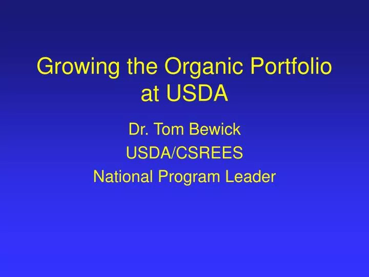 growing the organic portfolio at usda