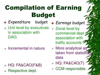 Compilation of Earning Budget