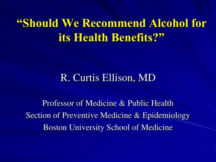 should we recommend alcohol for its health benefits
