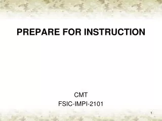 PREPARE FOR INSTRUCTION