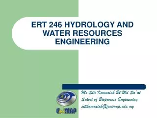 ERT 246 HYDROLOGY AND WATER RESOURCES ENGINEERING