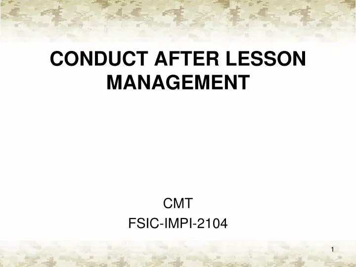 conduct after lesson management