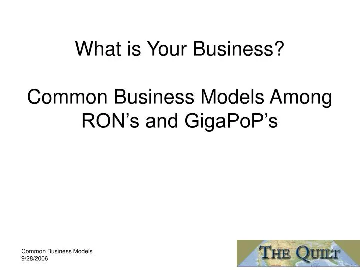 what is your business common business models among ron s and gigapop s