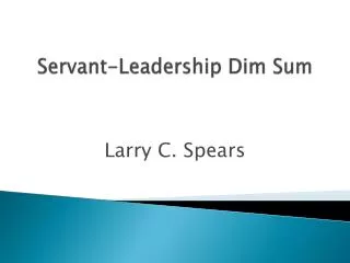 Servant-Leadership Dim Sum