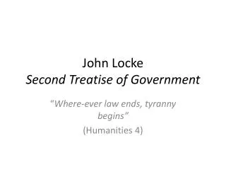 John Locke Second Treatise of Government