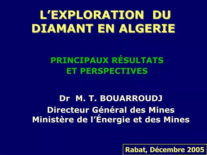 l exploration du diamant en algerie