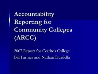 Accountability Reporting for Community Colleges (ARCC)