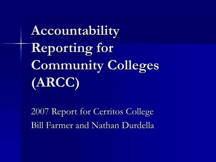 accountability reporting for community colleges arcc