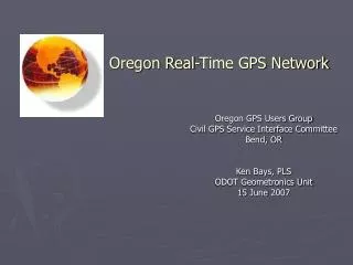 Oregon Real-Time GPS Network