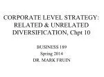 CORPORATE LEVEL STRATEGY: RELATED &amp; UNRELATED DIVERSIFICATION, Chpt 10 - slide 1