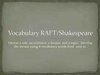 Vocabulary RAFT/Shakespeare