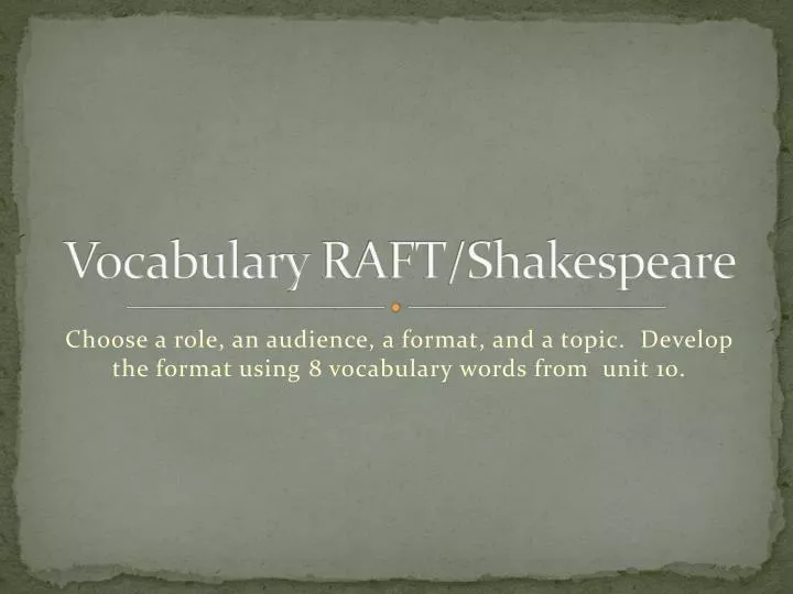 vocabulary raft shakespeare