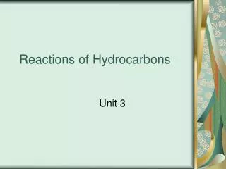 Reactions of Hydrocarbons