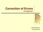 Correction of Errors one approach - slide 1