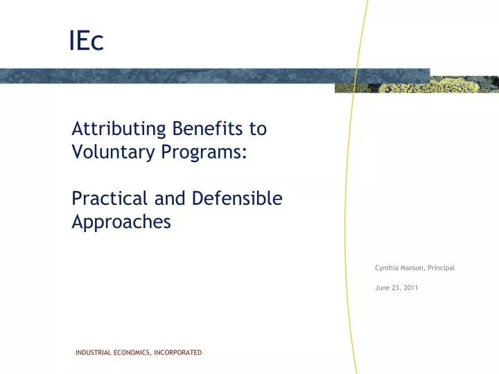 attributing benefits to voluntary programs practical and defensible approaches