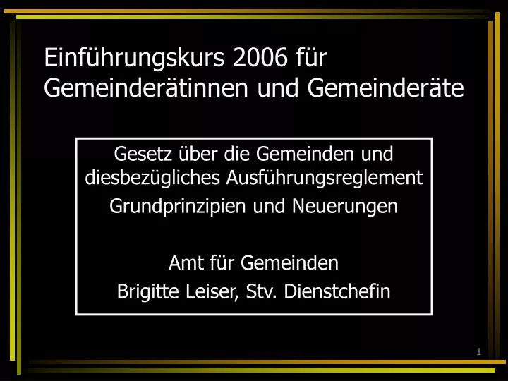 einf hrungskurs 2006 f r gemeinder tinnen und gemeinder te