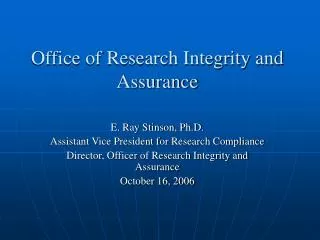 Office of Research Integrity and Assurance