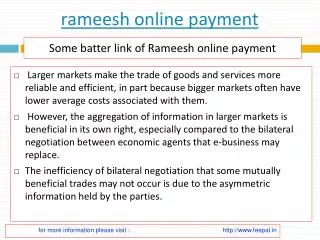 Find information about rameesh online payment