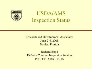 USDA/AMS Inspection Status