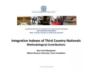 Integration Indexes of Third Country Nationals Methodological Contributions Gian Carlo Blangiardo
