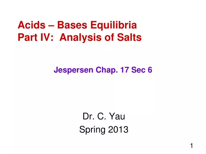 acids bases equilibria part iv analysis of salts