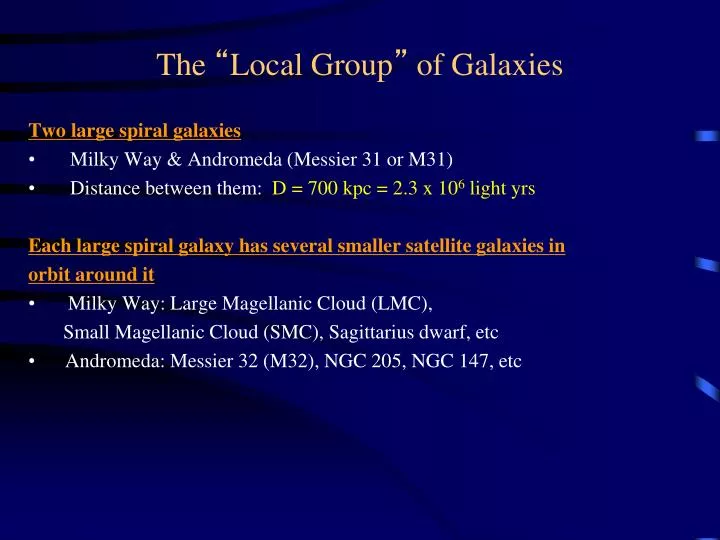 the local group of galaxies