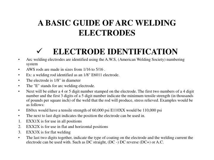 a basic guide of arc welding electrodes