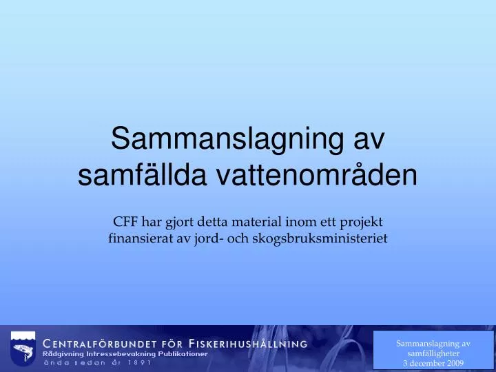 sammanslagning av samf llda vattenomr den