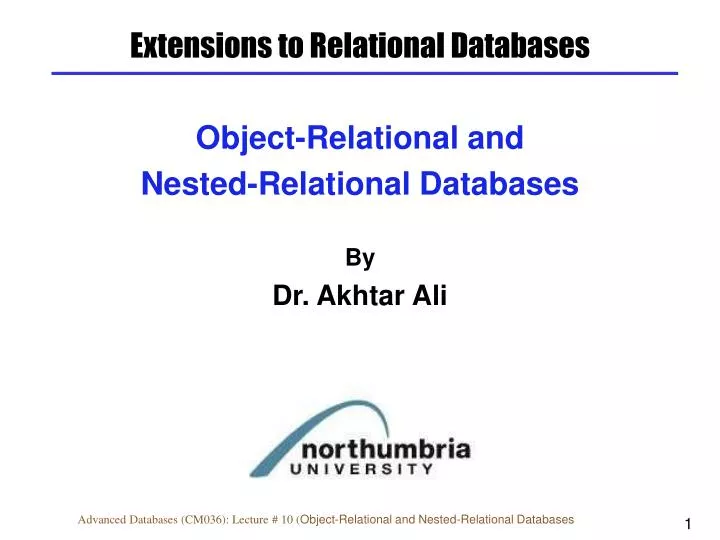 object relational and nested relational databases by dr akhtar ali
