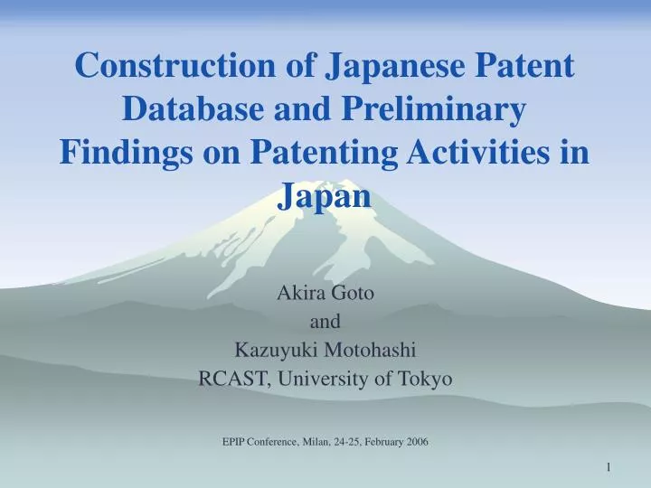 construction of japanese patent database and preliminary findings on patenting activities in japan