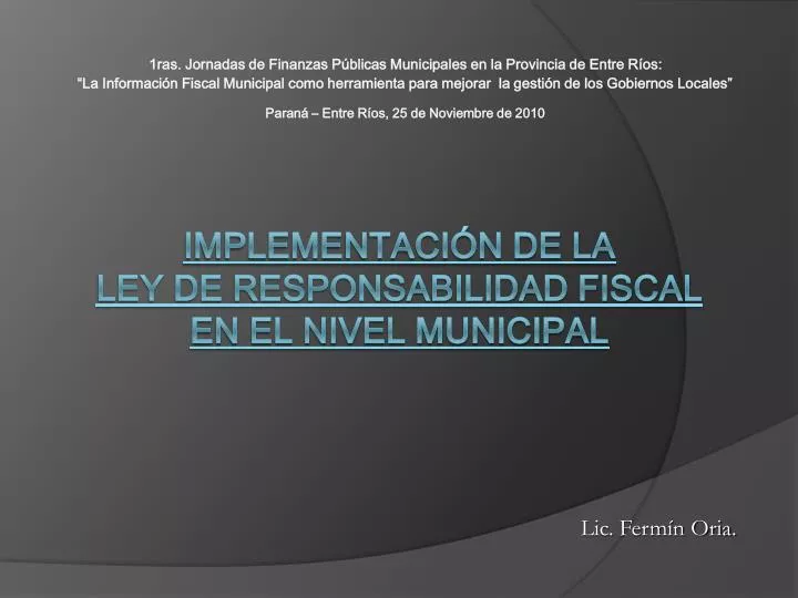 implementaci n de la ley de responsabilidad fiscal en el nivel municipal