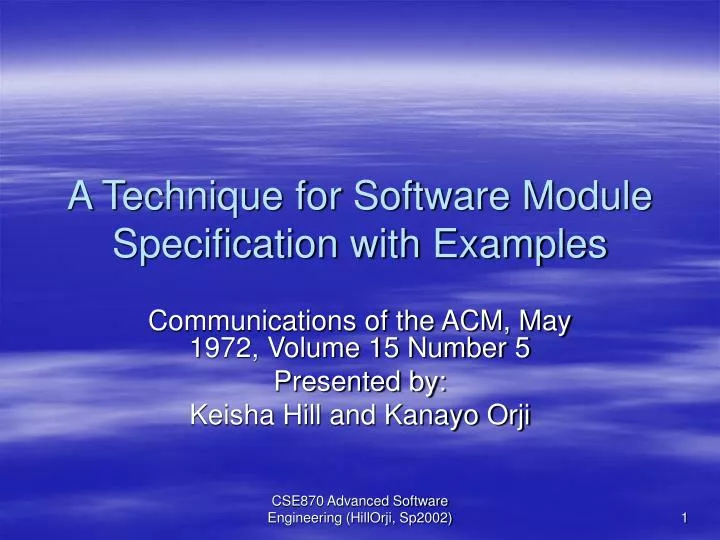 a technique for software module specification with examples