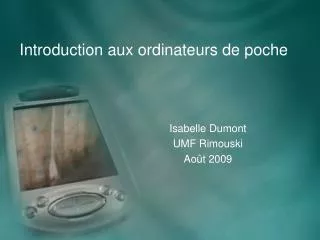 introduction aux ordinateurs de poche