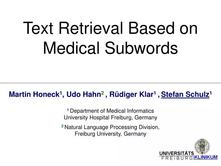 text retrieval based on medical subwords