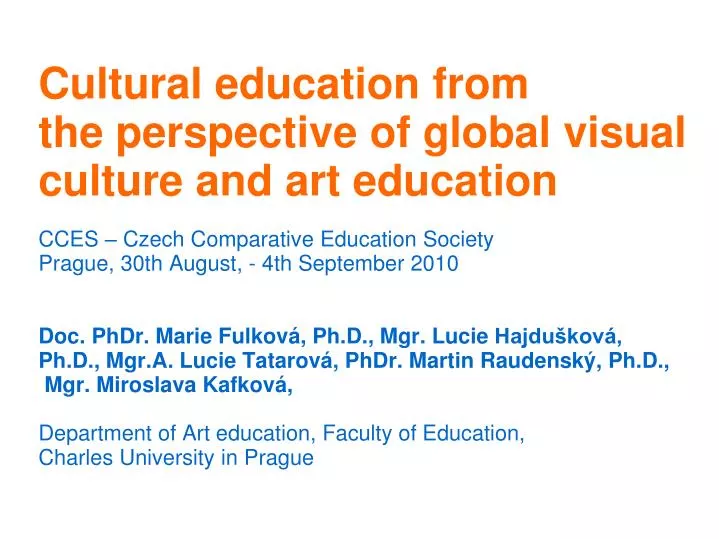 cultural education from the perspective of global visual culture and art education