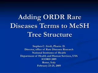 Adding ORDR Rare Diseases Terms to MeSH Tree Structure