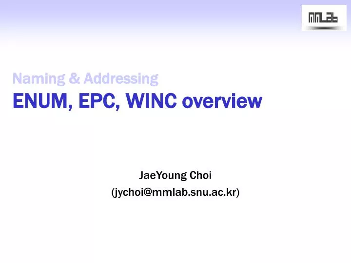 naming addressing enum epc winc overview