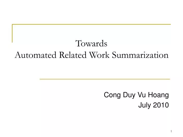 towards automated related work summarization