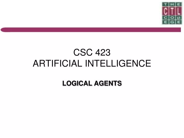 csc 423 artificial intelligence