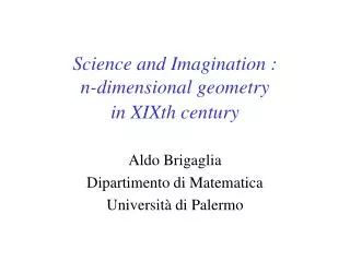 science and imagination n dimensional geometry in xixth century
