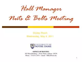 Hall Manager Nuts &amp; Bolts Meeting