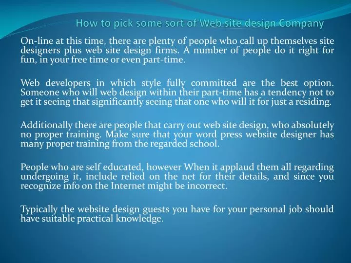 how to pick some sort of web site design company